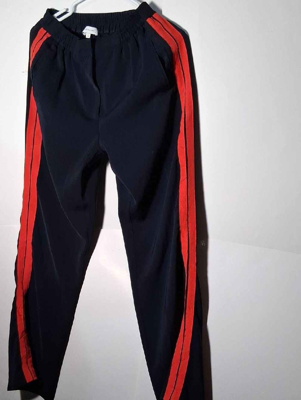 Warehouse Navy Sweatpants with Red Side Stripes